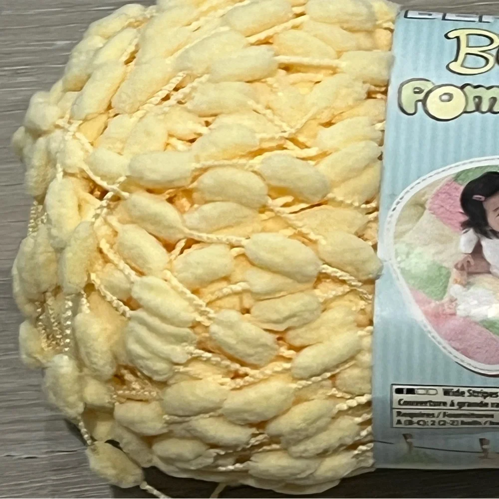 NWT Set of 3 Skeins Bernat Baby Pom Pom Yarn (3.5 oz ea) Sunny Yellow Weight #6